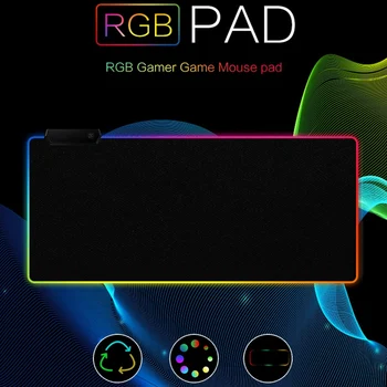 

Luminous Gaming Mouse Pad Color Large Flashing Usb Led Expansion Keyboard Pu Anti-Slip Mat Black Rubber + Cloth