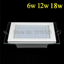 Светодиодный панельный светильник SMD5730 6 Вт 12 Вт 18 Вт квадратный алюминиевый со стеклянной панелью светодиодный светильник высокой яркости потолочный встраиваемый светильник для дома