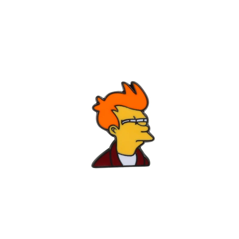 Популярные эмалированные значки и броши Futurama Philip J Fry, броши на булавке, рубашки, нагрудные Куртки, ювелирные изделия, значок для ТВ-шоу для мужчин и женщин, подарок - Окраска металла: man