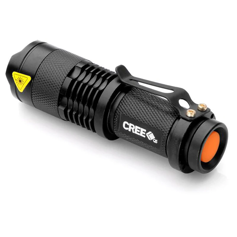 

Waterproof LED Flashlight Q5 Mini Black CREE 2000LM 3 Modes Zoom LED Torch Penlight Flashlight Portable Lighting Free Shipping