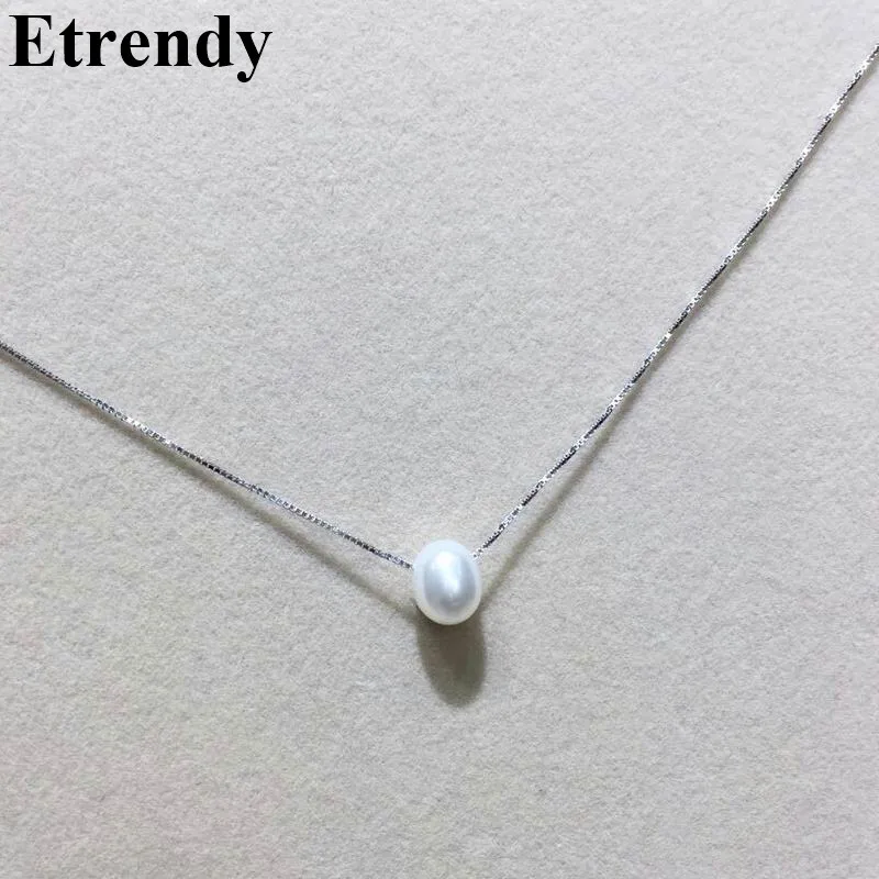 

Simple 925 Sterling Silver Natural Pearl Choker Necklace Women Elegant Fine Jewelry Cute Gifts Bijoux