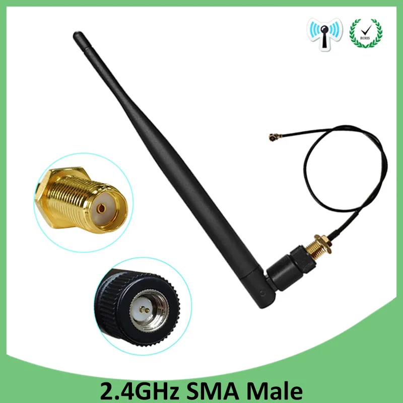 

5pcs 2.4 GHz Antenna wifi 5dBi SMA Male 2.4ghz antena for Router Wi fi Booster +21cm RP-SMA to ufl./ IPX 1.13 Pigtail Cable