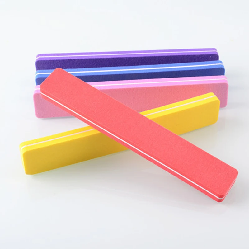 

10pcs/lot Professional Manicure Tools Nail File 100/180 Colorful Wide Straight Style Sanding Nail Files Art Tips lime a ongle