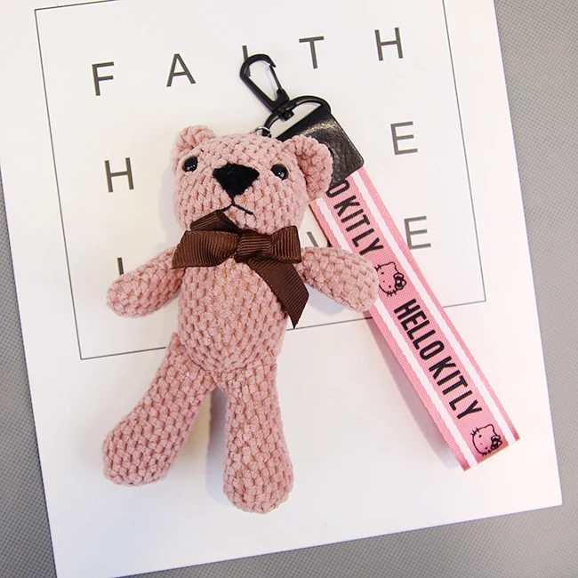 Teddy Bear Bomgom Popobe Fabric Linen Bear Wristband Keychain Car Key
