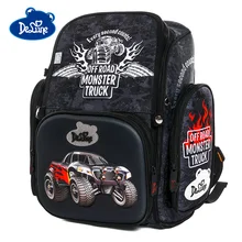 Delune 2019 3D Car Pattern School Bags For Boys Girls Flower Owl Backpacks Children Orthopedic Backpack Satchel Mochila Infantil