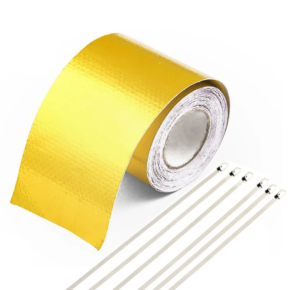 

EVERPOWER 5M*5cm Gold Heat-Reflective Aluminum Foil Tape Ducts Engine Pipe Cover Temperature-Isolated for Car Truck Motorcycle