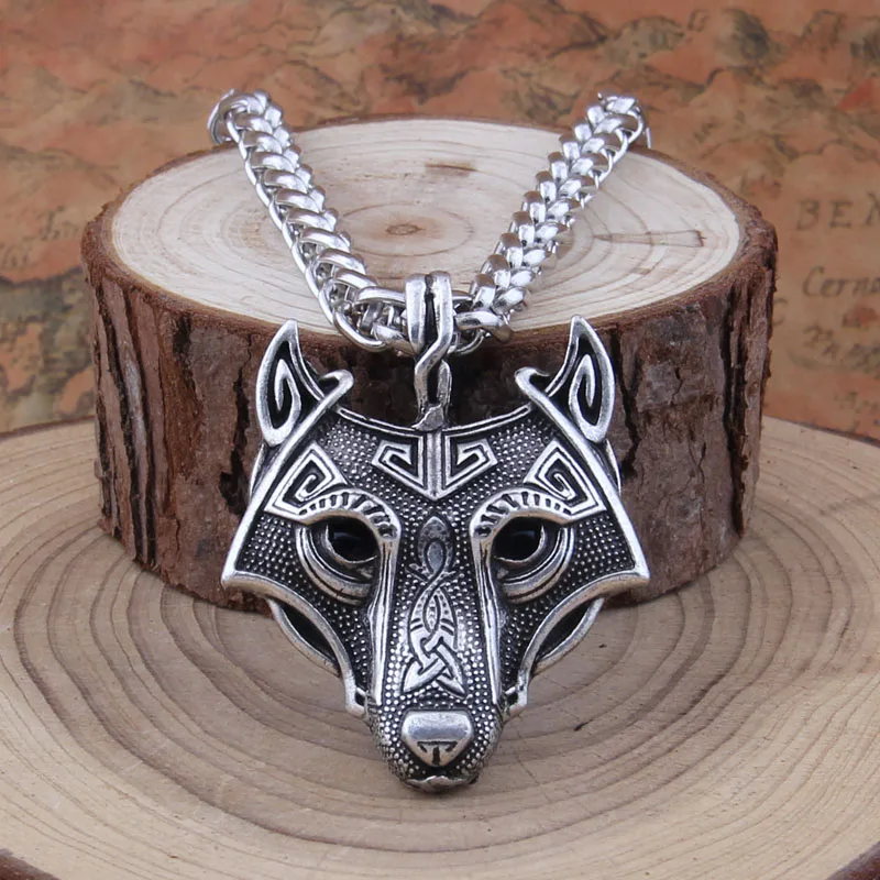 5 Colors 1pcs Norse Vikings Pendant Necklace Norse Wolf Head Necklace Original Animal Jewelry Celtic Wolf Head hange