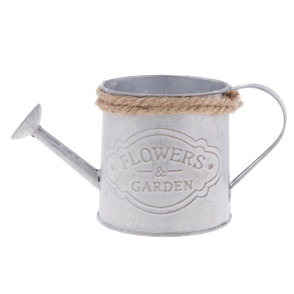 Watering Kettle Shaped Hanging Rattan Planter Bucket Candy Color Flower Plants Pot Wedding Balcony Decor