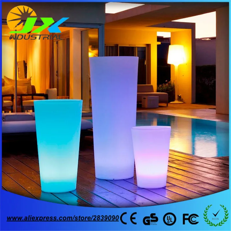 Free Ship Outdoor Colorful Height glow Led flower Tub Plant Pot LIGHT WIRELESS remote,Illuminated LED Ice Bucket