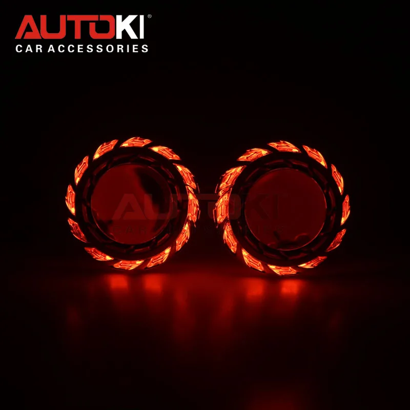 AUTOKI новая турбина 3,0 дюймов Супер Металл H1 с CCFL ангельские глазки Биксеноновые проекторы линзы для H4 H7 9005 9006 фары - Цвет: Red Angel eyes