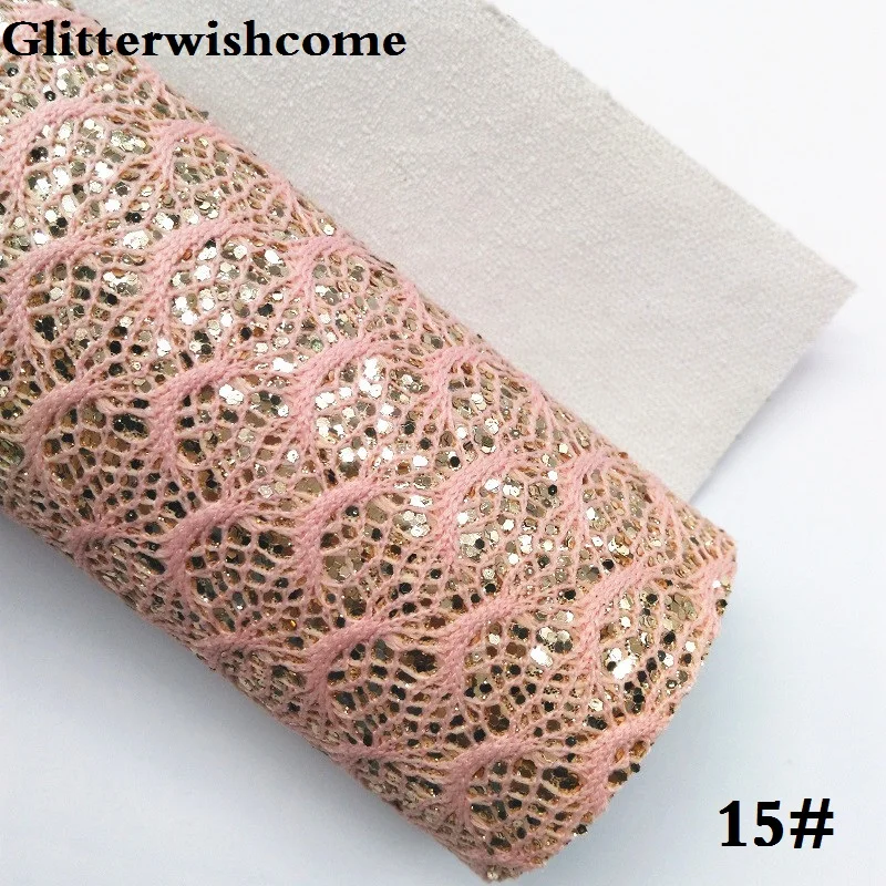 Glitterwishcome 30X134 см мини кружево в рулоне блестящая кожа, рыбка чешуя Русалки Fabirc кожа ткань винил для луков, GM020 - Цвет: 15