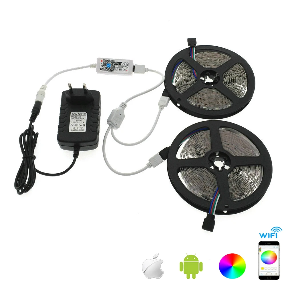 Набор светодиодных лент 5050 RGB 10 м/600LED Гибкая полоса света для телефона ПРИЛОЖЕНИЕ
