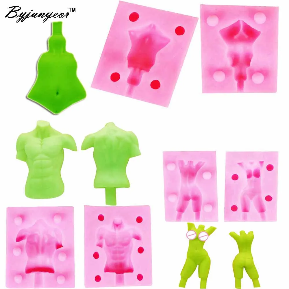 Byjunyeor 6PCS Woman Man Body Silicone Soap Molds Cake Cookie Mold Gum