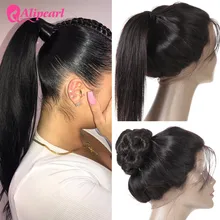 AliPearl волосы 360 Кружева Фронтальная предварительно выщипанные с детскими волосами бразильские Прямые 360 фронтальная свободная часть натуральные волосы remy