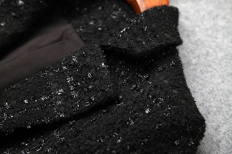 Женское черное твидовое пальто в готическом стиле с расклешенными рукавами, украшенное бриллиантами, с бантом на талии, трапециевидная юбка, пальто, новинка, Осень-зима