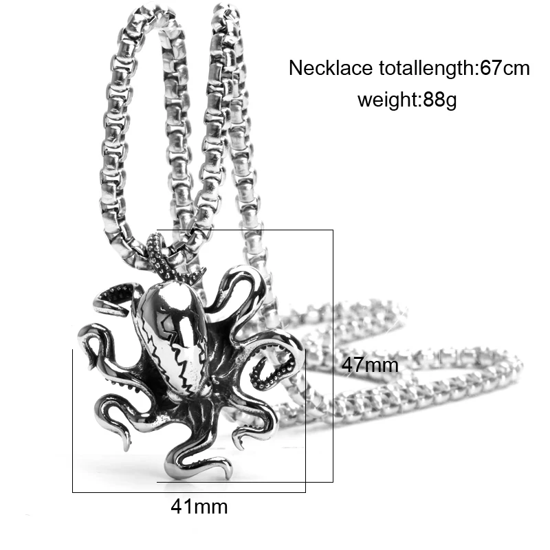 Мужское ожерелье, титановая цепочка из нержавеющей стали, ожерелье с подвеской в виде осьминога в стиле панк, мужские вечерние аксессуары