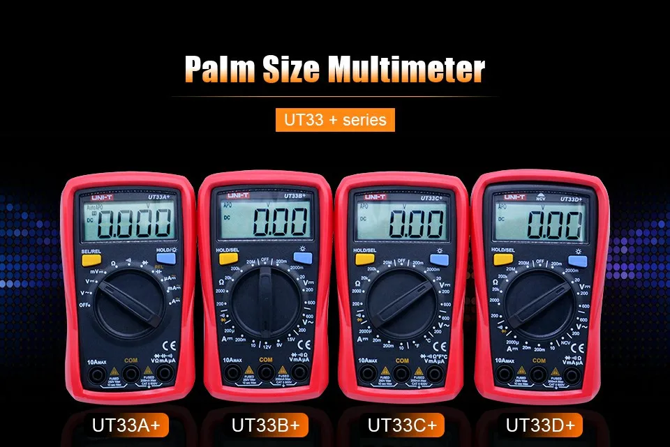 Размер ладони Цифровые мультиметры UNI-T UT33C+ профессиональный электрический ручной тестер LCR метр амперметр мультитестер-40-1000C