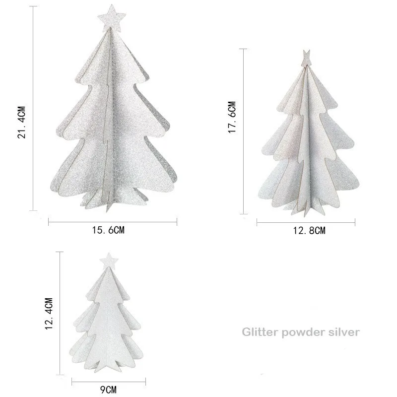 3pcs3D блеск новогодняя елка капля крови подвеска с героем аниме стол центральные Новогодние украшения вечерние поставки витрину - Цвет: Glitter powder silve