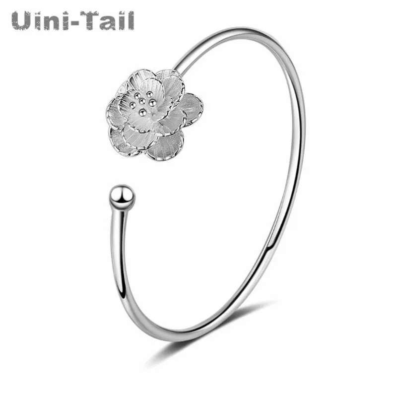 

Uini-Tail new 925 sterling silver simple multi-layer white flower bracelet female Korean sweet cherry opening hand jewelry ED084