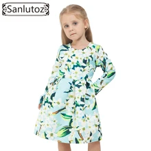 Fleur Filles Robe D’hiver 2016 Fille Vêtements Pour Enfants Marque Vêtements Enfants Robe pour la Princesse Mariage de Fête De Vacances En Bas Âge Automne