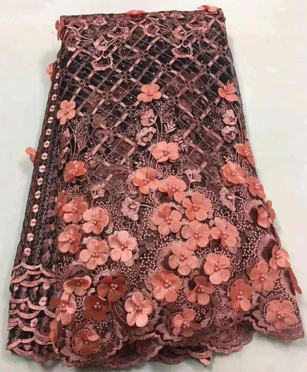 Новейшая африканская кружевная ткань, 3D кружевная ткань с луком высокого качества, нигерийская кружевная ткань для Aso Ebi AZ35-1