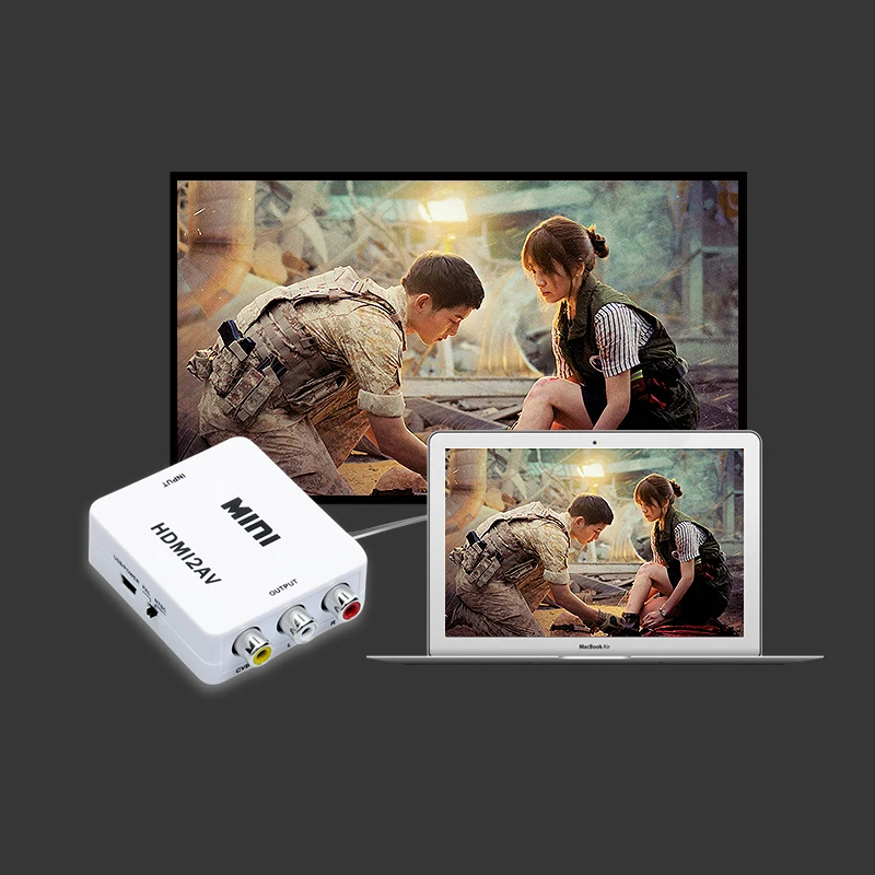 

HDMI TO AV Scaler Adapter HDMI to RCA AV/CVSB L/R Video 1080P HDMI2AV Mini HD Video Converter Box with NTSC PAL