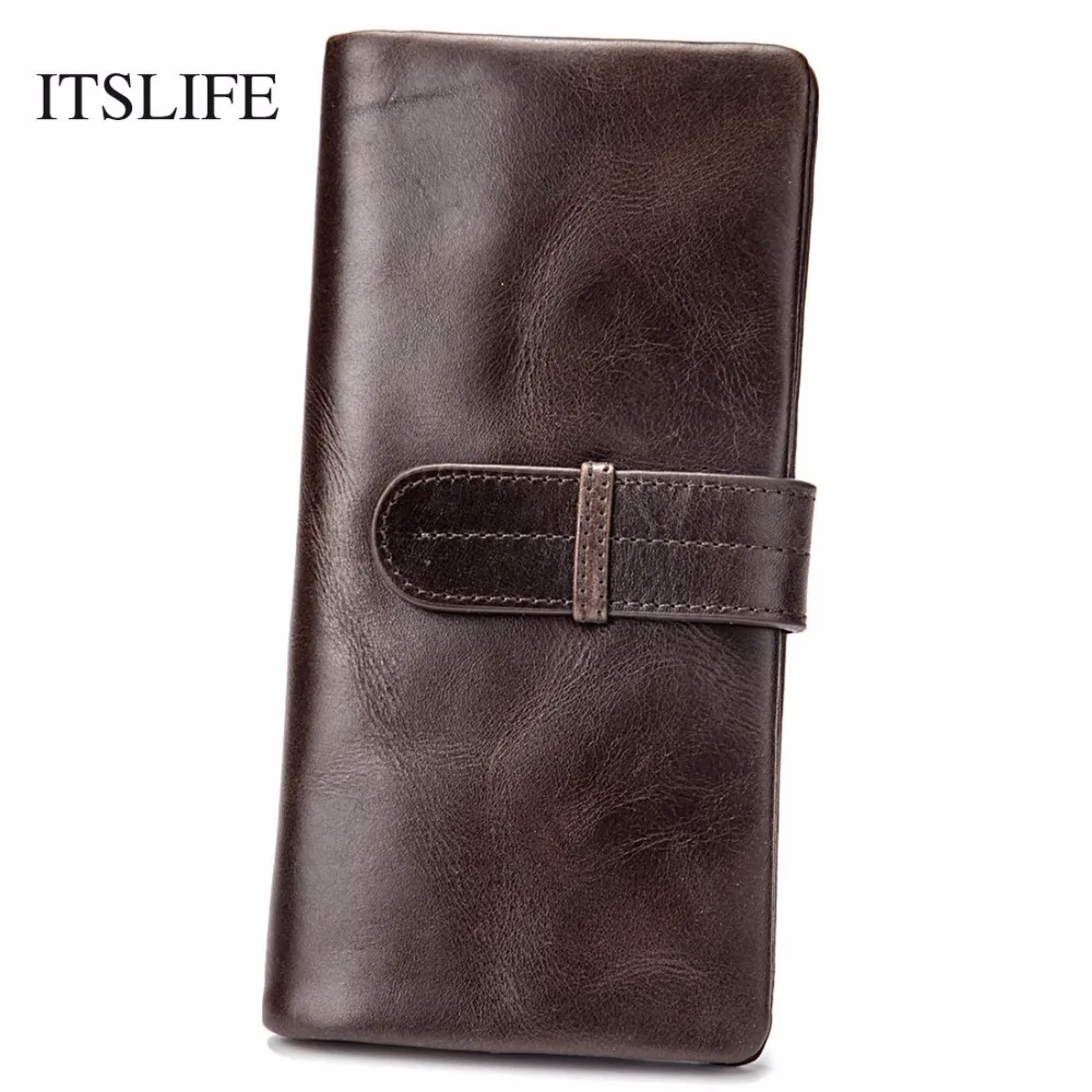 Men/'s Genuine Leather Long Wallet RFID Blocking Bifold Card Holder Purse Vintage