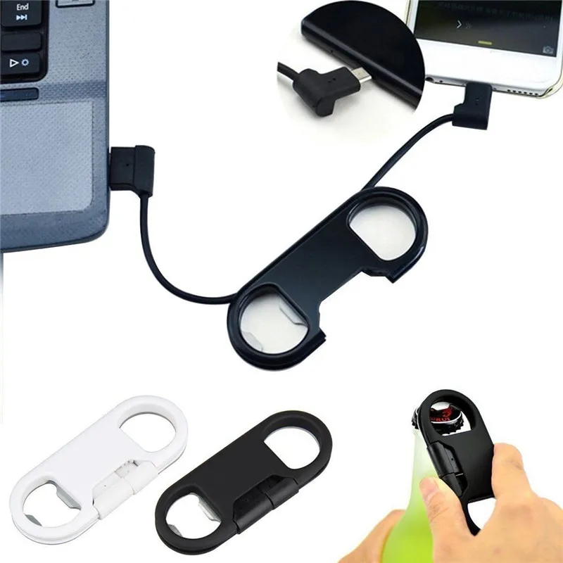 3 в 1 USB Зарядное устройство зарядный кабель для Android и iPhone + брелок открывалка