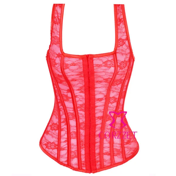 Bustier Sexy Sheer Hollow Out Floral Lace Corsets and Bustiers Gothic