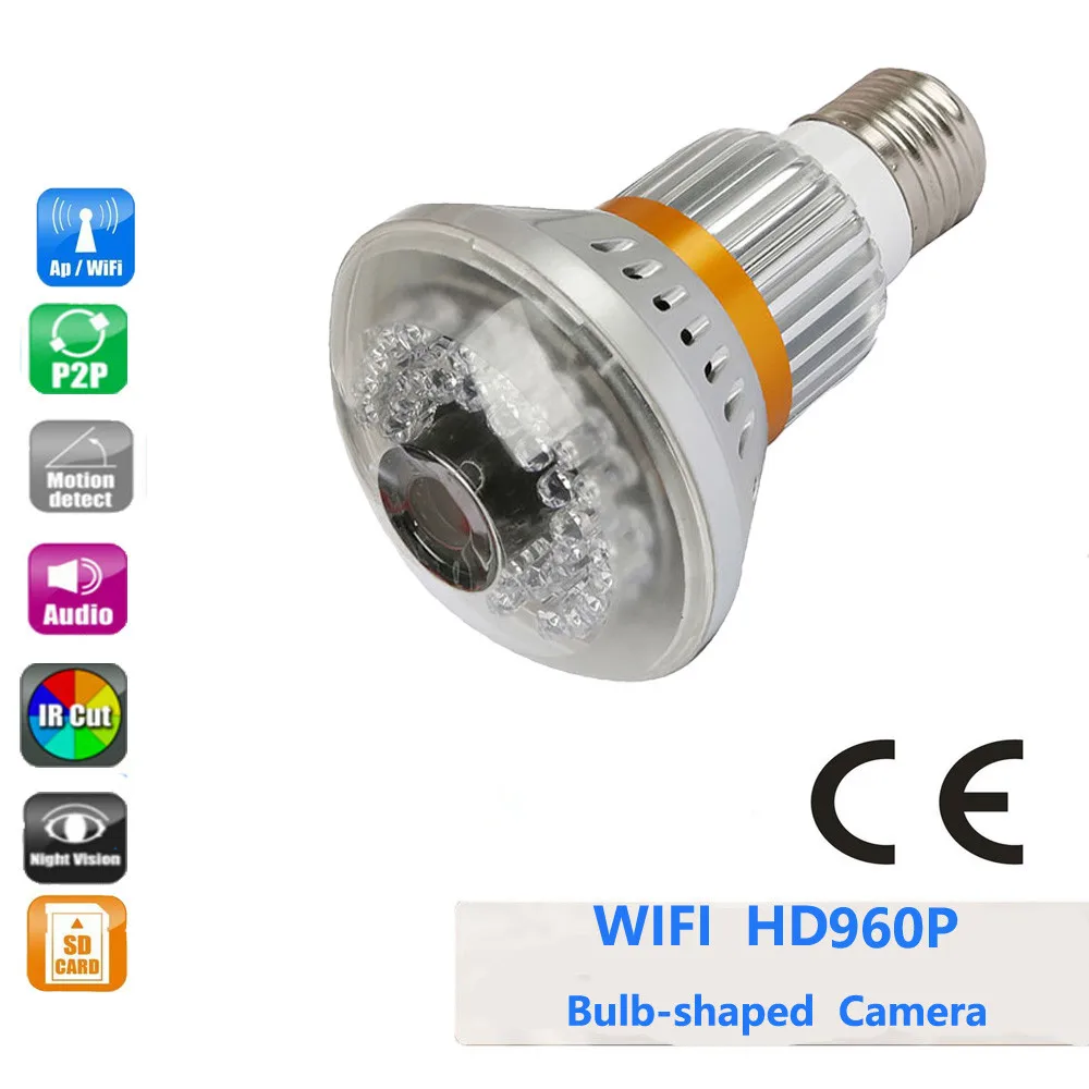 

Wifi BC-881H 960P 1.3MP HD 3.6mm Lens P2P WiFi/AP IP Network Bulb Camera 940nm IR LED Light Night Vision and Motion Detection
