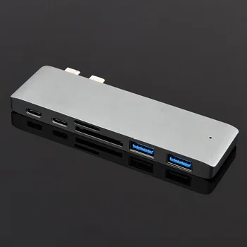 

Dual USB-C HUB double Type C HUB to USB 3.0 sd micro SD Card Reader Adapter USB 3.0 HUB for Macbook reverse charging adapter