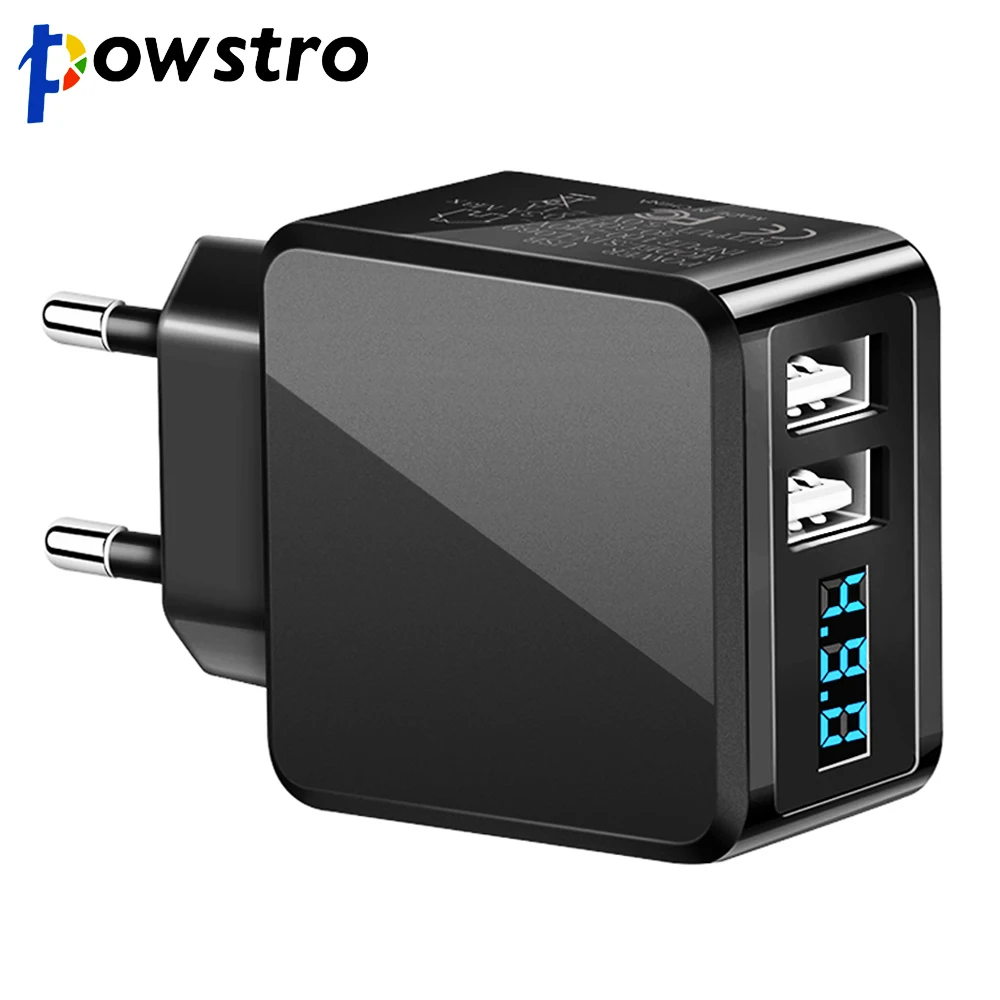 Зарядное устройство Powstro с цифровым дисплеем 5 В 2 1 А USB порта|wall charger|usb phone chargerphone