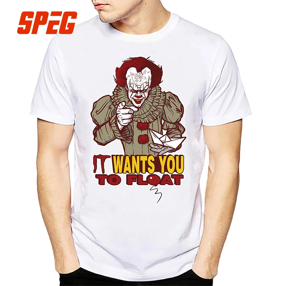 

Casual T Shirt It Wants You to Float T-Shirt Stephen King's it Horror Movie Halloween Clown Tee Shirt Men Crewneck Adult for Men