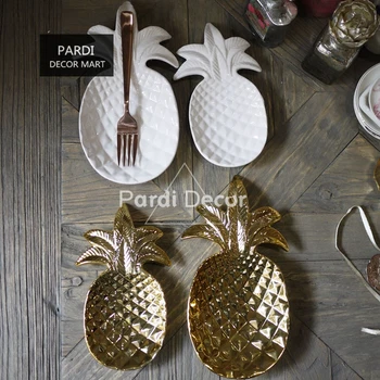 

Jewelry Plate Pineapple Storage Plate Gold Decoration Tray Desert Fruit Dish Food Display Prop Container