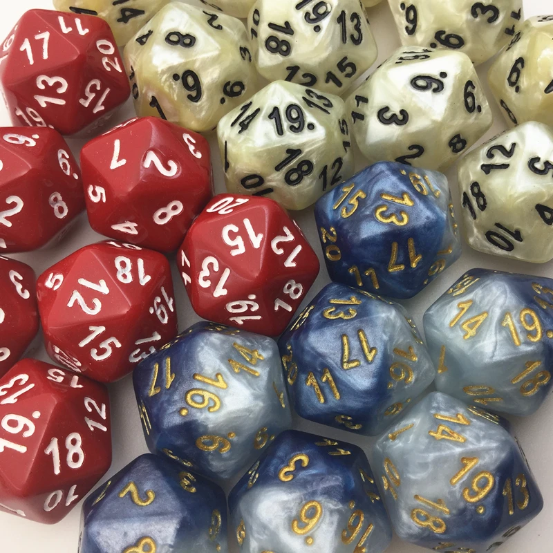 

5pc T&G High Quality White 20 Sided Digital Dice With Pearlized D20 Nebula