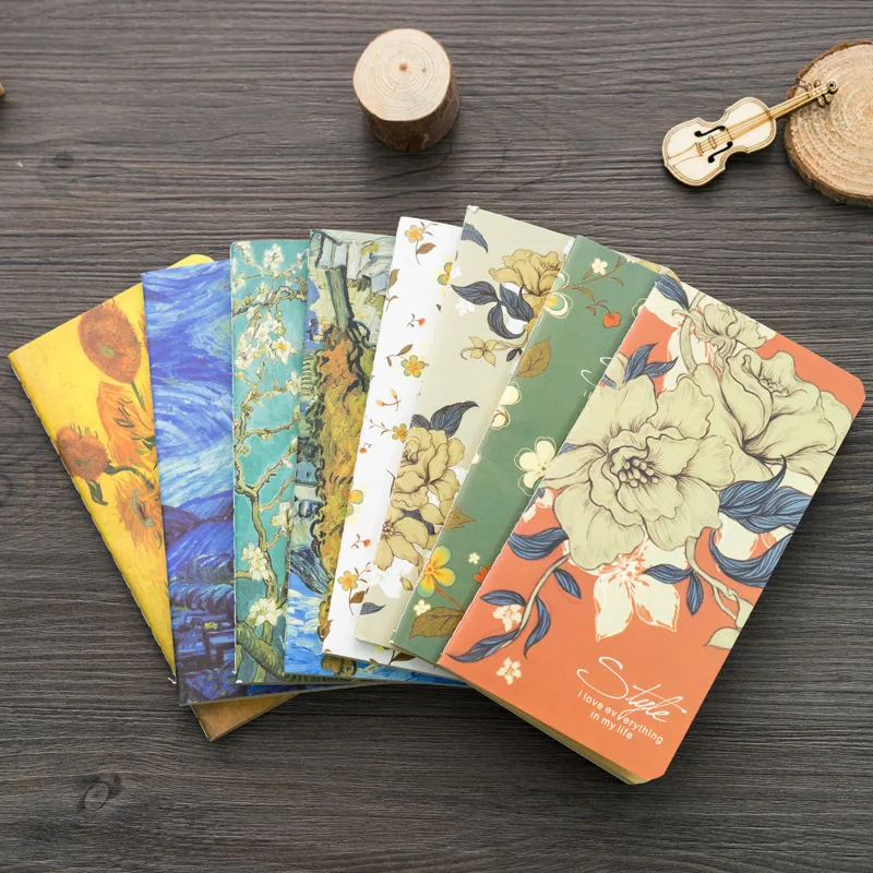 

The Starry Night Vincent van Gogh Oil Painting Mini Portable Notebook 80K Notepad Creative Thin Beautiful Book Students Gift