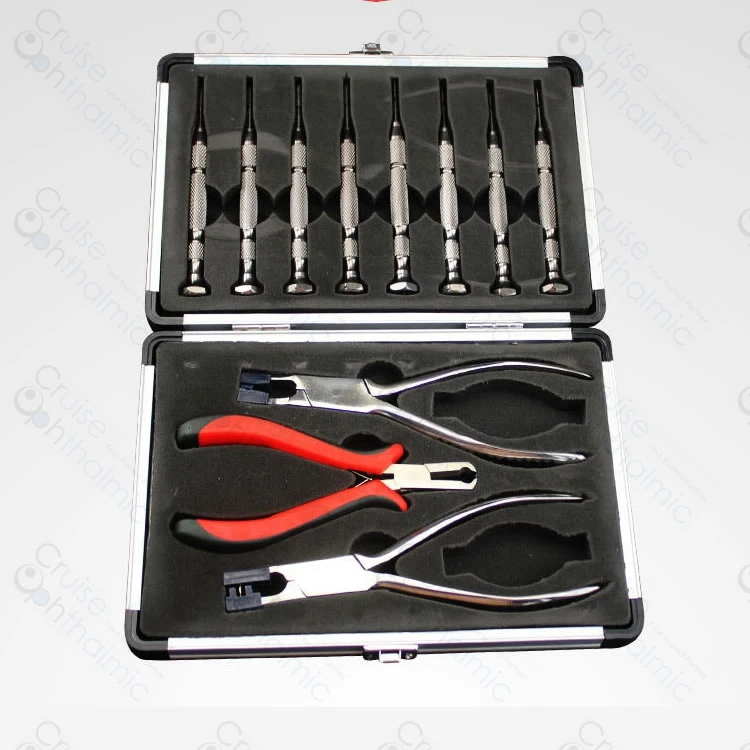 Optical Tools Eyelgasses Rimless Disassembly Pliers Set with 10 screws