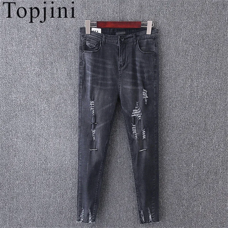 Мода Новый Denim Молния Fly Отверстие Женщины Пят Джинсы Твердые Середина Плоским XL