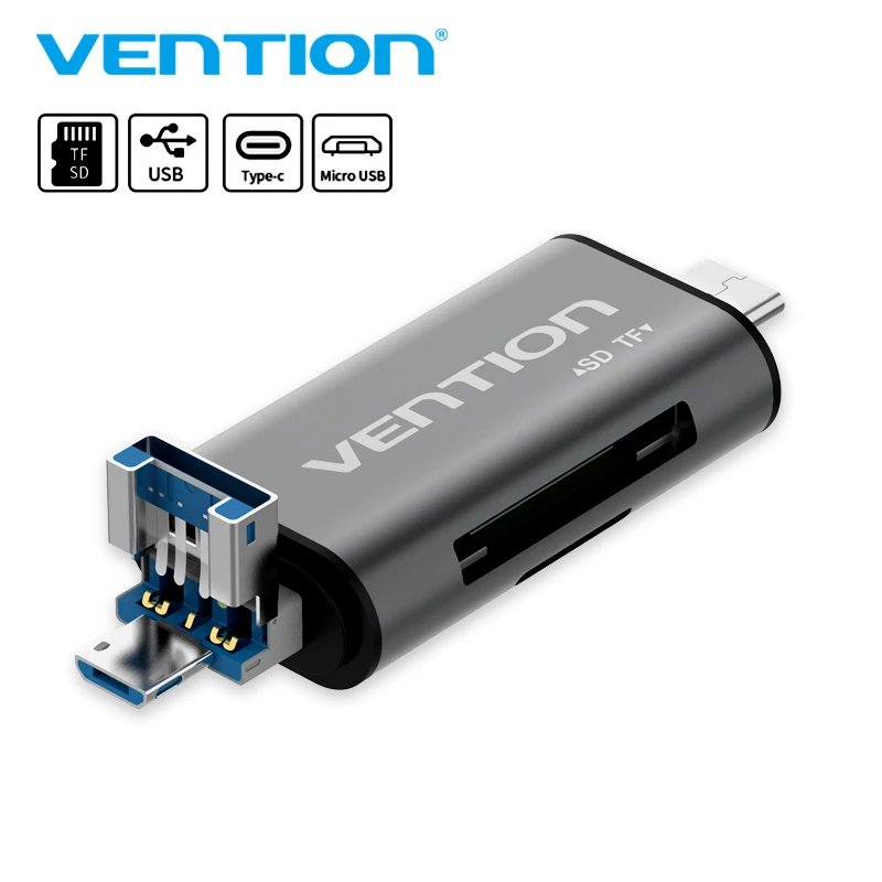 Vention جميع في 1 Usb 3.0 2.0 قارئ بطاقات عالية السرعة SD TF مايكرو قارئ البطاقات SD نوع C USB C مايكرو ذاكرة يو إس بي وتغ قارئ بطاقات جديد