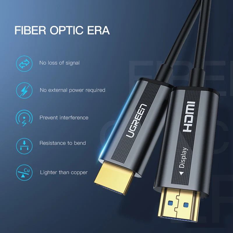  UGREEN HDMI 2.0 Cable 4K 60Hz Fiber Optic HDMI Cable 2.0 HDR for HD TV Box Projector PS4 Cable HDMI