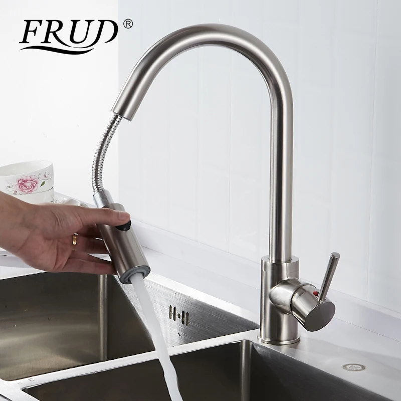 

Frud New Pull Out Kitchen Faucets Water Mixer Tap Flexible Kitchen Taps Mixer Water Tap Single Handle Torneira Do Anheiro Y40077