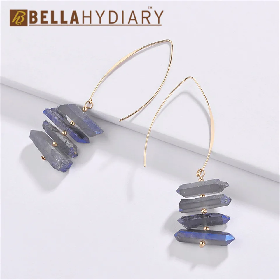 

Boho Bijoux Natural Stone Big Long Hook Drop Earrings For Women Jewelry Statement Earrings Pendientes Mujer Moda 2019 Ohrringe