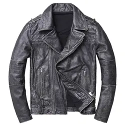 HARLEY DAMSON/винтажная серая мужская мотоциклетная кожаная куртка больших размеров XXXXXL из натуральной воловьей кожи, весеннее облегающее