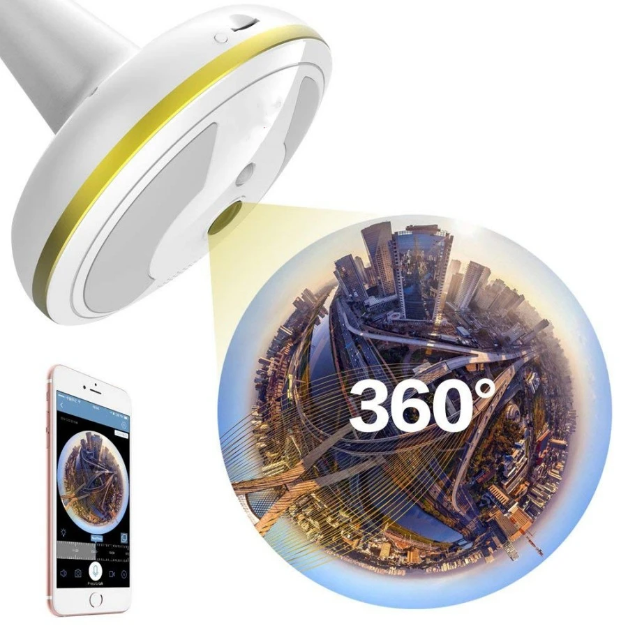  Wireless WiFi Security Camera Light Bulb Home Security System 360 Degree with Motion Detection/Nigh