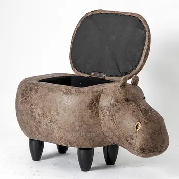 

New creative shoes stool solid wood feet home animal model design storage shoes bench stool storage box shoes foot stool
