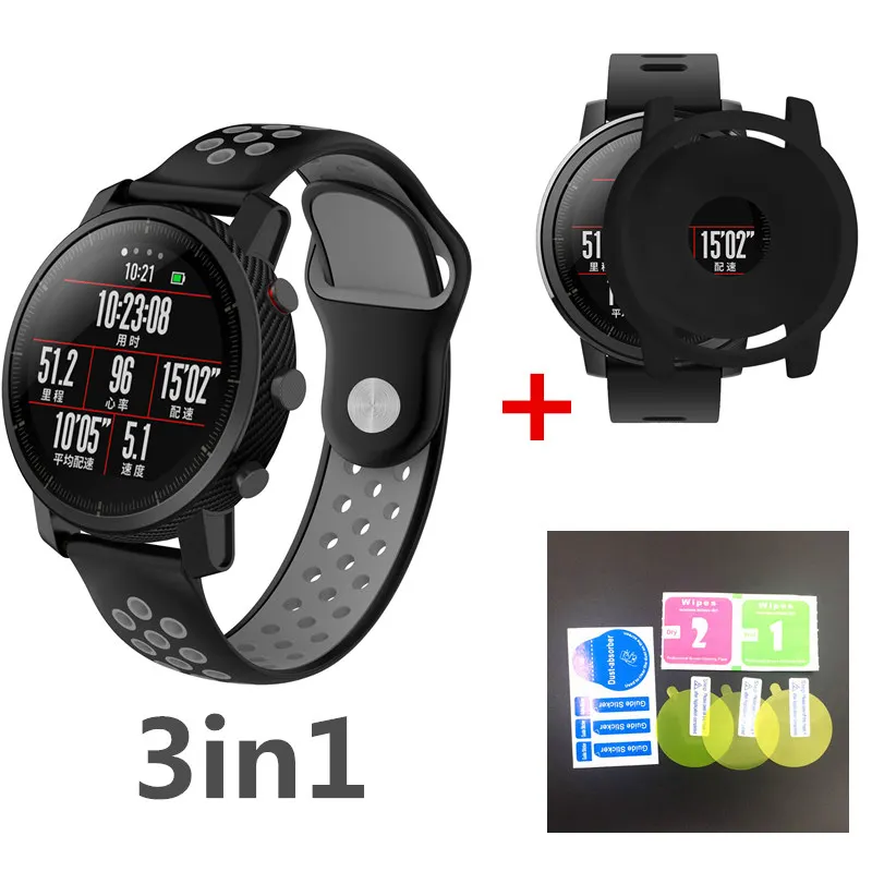 10 видов цветов ремешок для Xiaomi Huami Amazfit Stratos 2 pace ремешок на запястье ремень+ мягкий чехол amazfit Pace 2 защита экрана