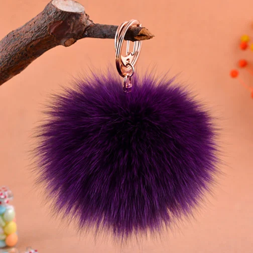 Модный мяч из лисьего меха, сумка для волос, брелок для автомобиля - Цвет: purple