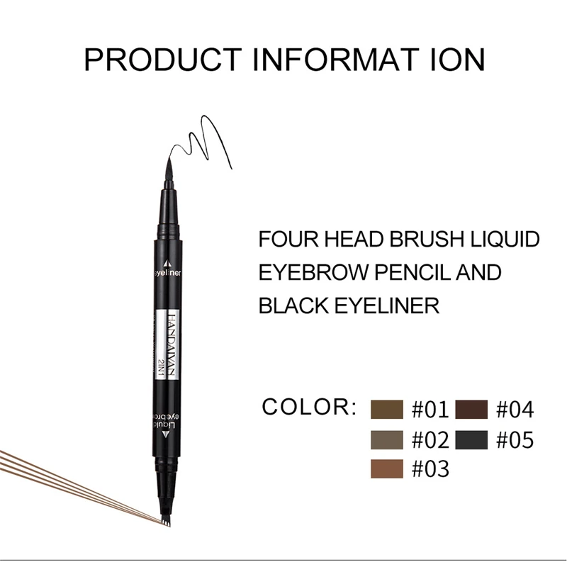 Прямая поставка 1 шт. HANDAIYAN двойной конец 2 в 1 Татуировка чернила для бровей ручка для бровей Макияж косметические карандаши Водостойкая Подводка для глаз жидкость
