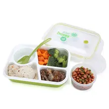 Bento Lunch Box 3 fach mit Löffel-Silikon Dicht Gesunde Lunch-boxen für Kinder Erwachsene-Lebensmittelqualität