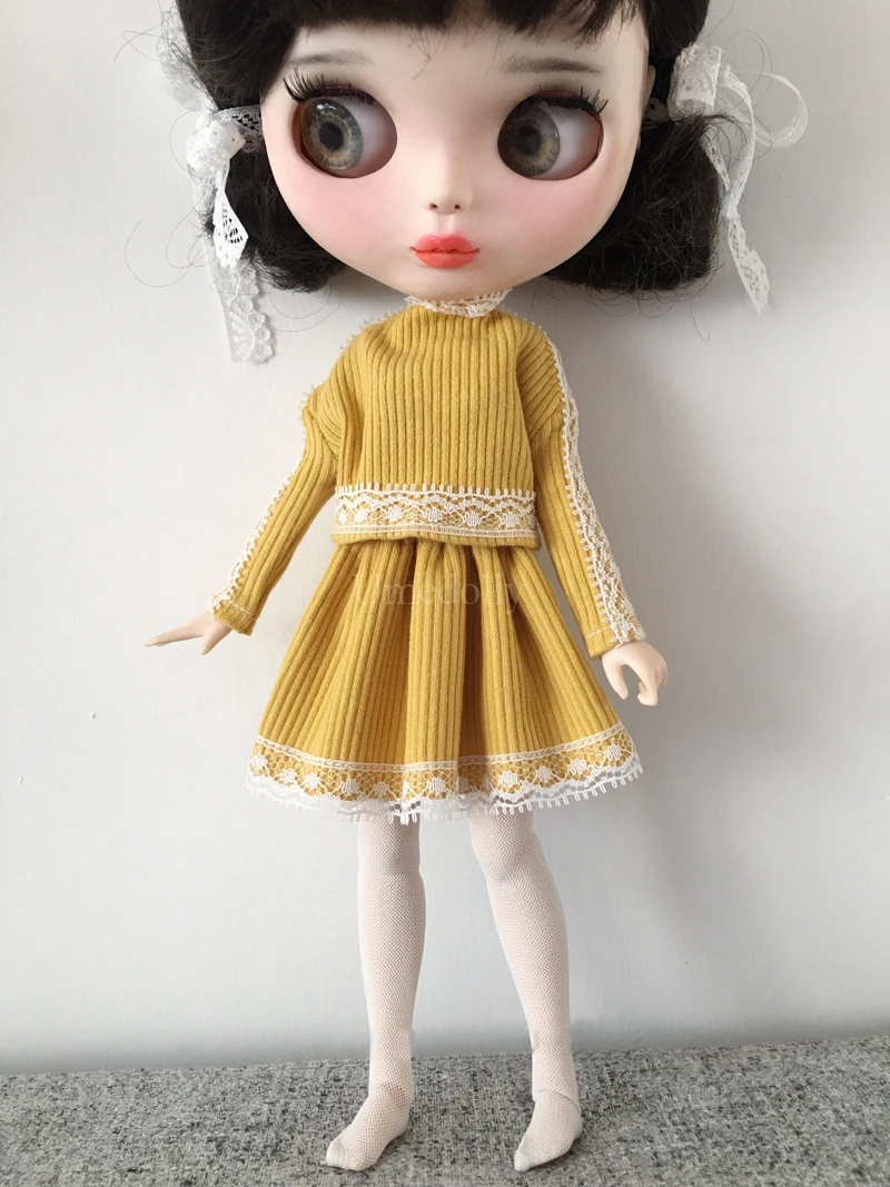 2 шт./компл. 1/6 Blyth кукла платье наряды для Blyth, Azone S, OB24, куклы-Барби юбка с кружевами Одежда Игрушки для девочек